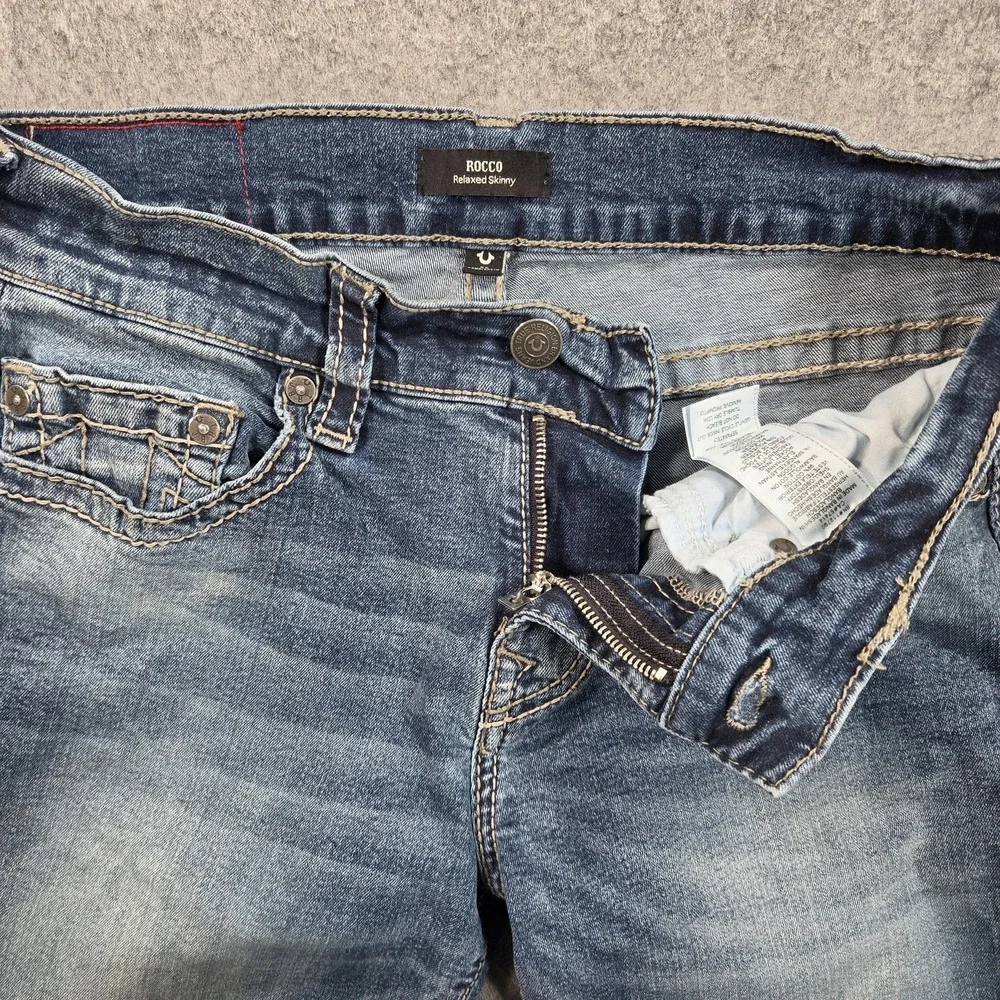 True Religion Rocco Relaxed Skinny Jeans Mens 30x30 (tag 30) Blue Wash Stretch